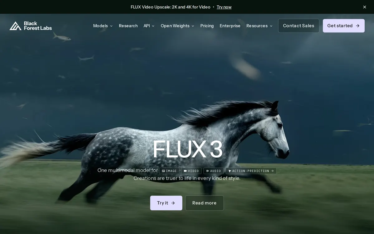 Screenshot of the FLUX homepage at bfl.ai