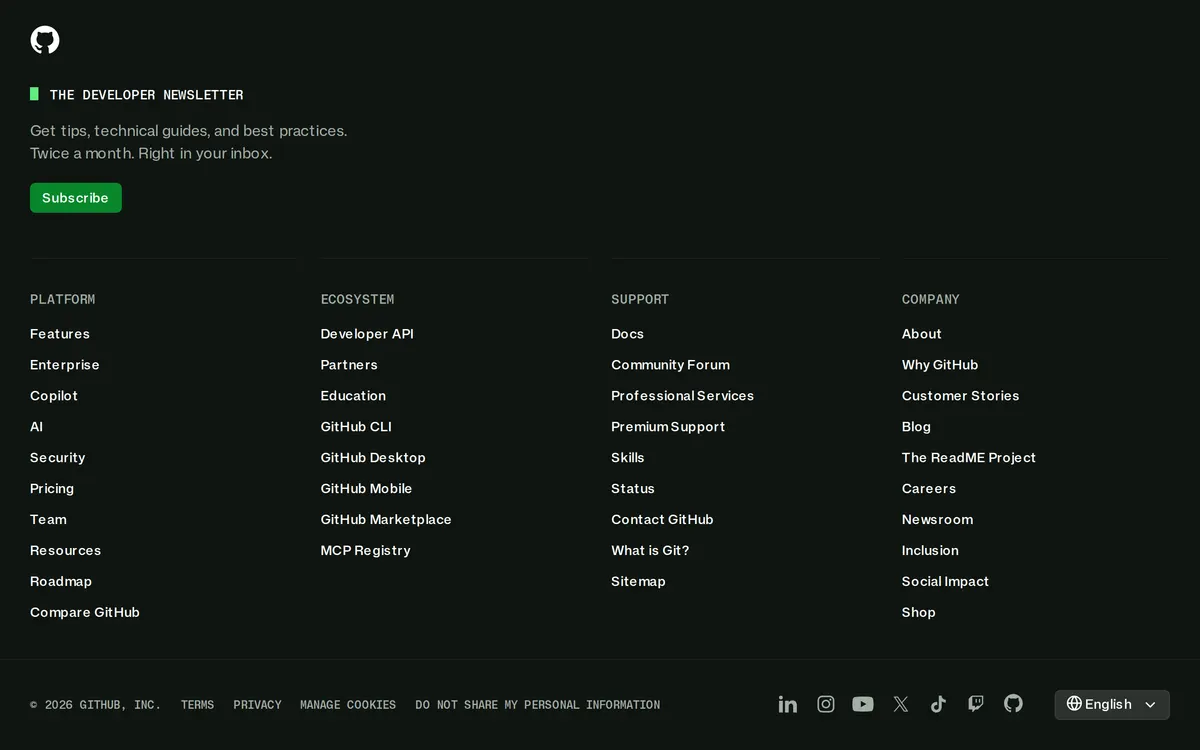 Screenshot of the GitHub Copilot homepage at github.com