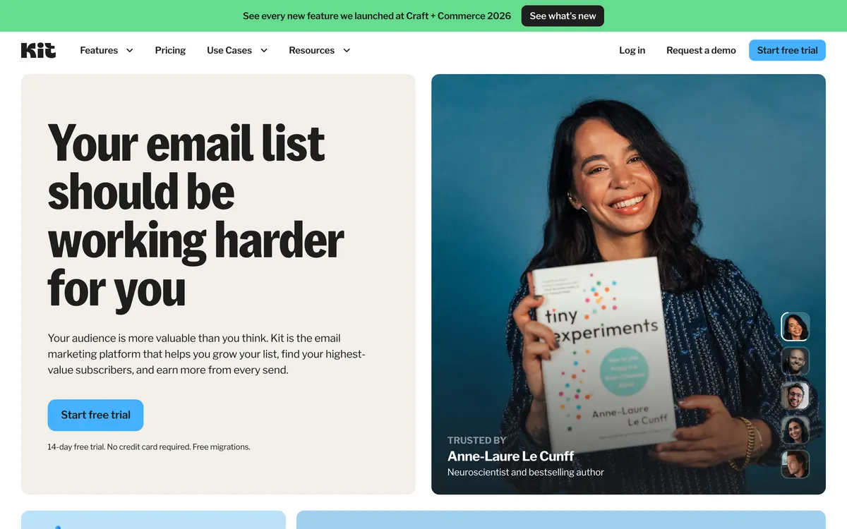 Screenshot of the Kit homepage at kit.com