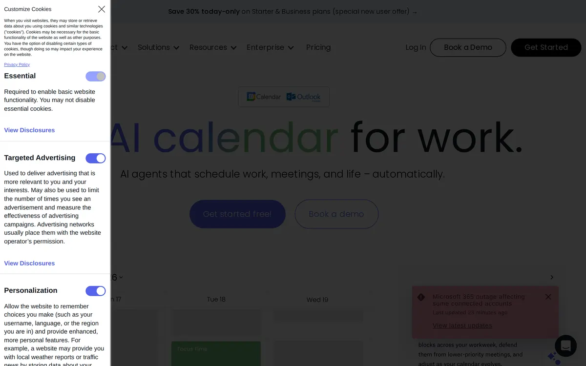 Screenshot of the Reclaim.ai homepage at reclaim.ai