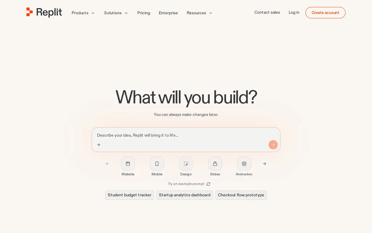 Screenshot of the Replit homepage at replit.com